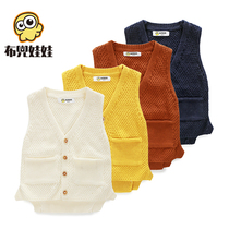 Childrens vest boys wool British wind spring autumn baby baby sweater solid color student vest vest