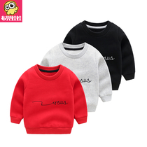 Childrens clothes mens fleece top baby letters Korean casual round neck pullover childrens coat Korean childrens clothing