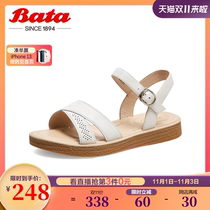 Bata sandals fairy 2021 summer mall new wild sheepskin flat soft bottom with single shoe AOC04BL1