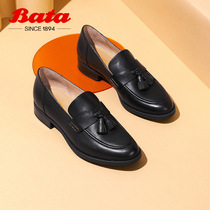 Bata British loafers womens autumn shopping models retro soft bottom casual small leather shoes AWG64CM0