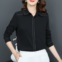 Phoenix color 2021 autumn new black shirt women long sleeve professional wear chiffon shirt temperament slim top