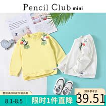 Pencil club Childrens clothing 2021 autumn Girls thin long-sleeved childrens casual top Childrens round neck T-shirt