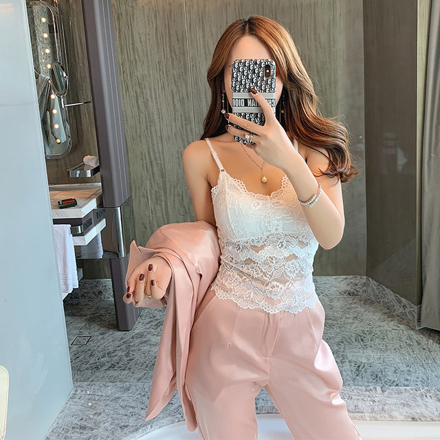 Miss Dong Women's Lace Camisole Women's Outer Wear Sexy 2019 New Short Jacket Miss Dong Women's Lace Camisole Women's Outer Wear Sexy 2019 New Short Jacket