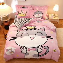 Winter four-piece velvet coral velvet thickened warm cartoon pact boy quilt cover plush sheets double-faced Velvet