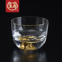 Han and Tang crystal glass teacup gold foil tea cup Master Cup single cup small tea cup home Tea Cup kung fu tea set