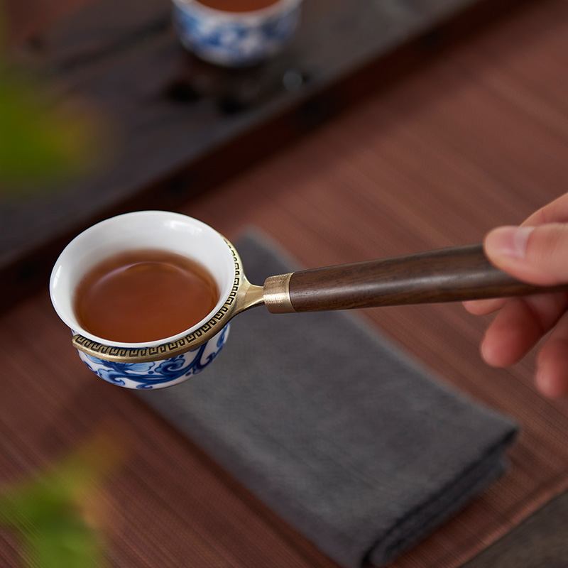 Han and tang dynasties kung fu tea taking with zero manual wood size any zinc alloy tea cup fork fork cup tea saucer