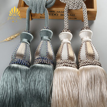 Jue card new fashion Double Ball simple strap tassel hanging ear pure hand woven curtain buckle hanging ball tie rope pair