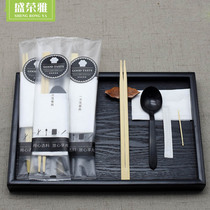 Shengrongya disposable chopsticks four-piece takeaway food delivery Bamboo chopsticks spoon napkin disposable tableware bag takeaway