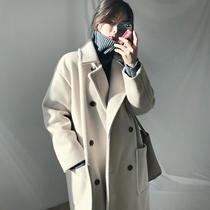 Woolen coat womens coat long 2020 new popular Korean autumn and winter Heben wind thickened woolen students