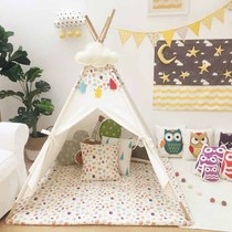 Nordic Children Tents Cartoon Cat Owl Pure Cotton Canvas Indian Tent Toy Game House Children Toys