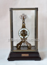 New scissors table clock Brass material mechanical fun pendulum clock European home glass cover creative craft table clock decoration