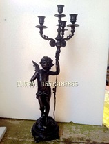 Cast copper antique ancient copper candlestick European antique Western copper candlestick retro - ancient lamp