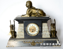 Mechanical clock decoration of marble cast copper Sphinx - faced double beast clock ) replicated the old clock