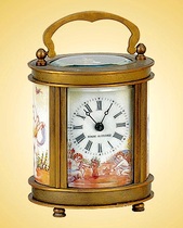 Small oval leather sleeve art timepiece) classical antique mechanical seat clock) antique bell old fashioned to play a collection bell