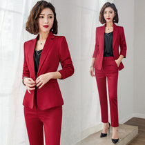 2021 spring and autumn new formal womens fashion suit professional suit temperament host professional suit anchor overalls