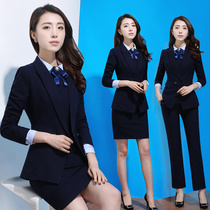 Professional suit work temperament goddess fan dress ol capable Korean autumn stewardess uniform female front desk work clothes