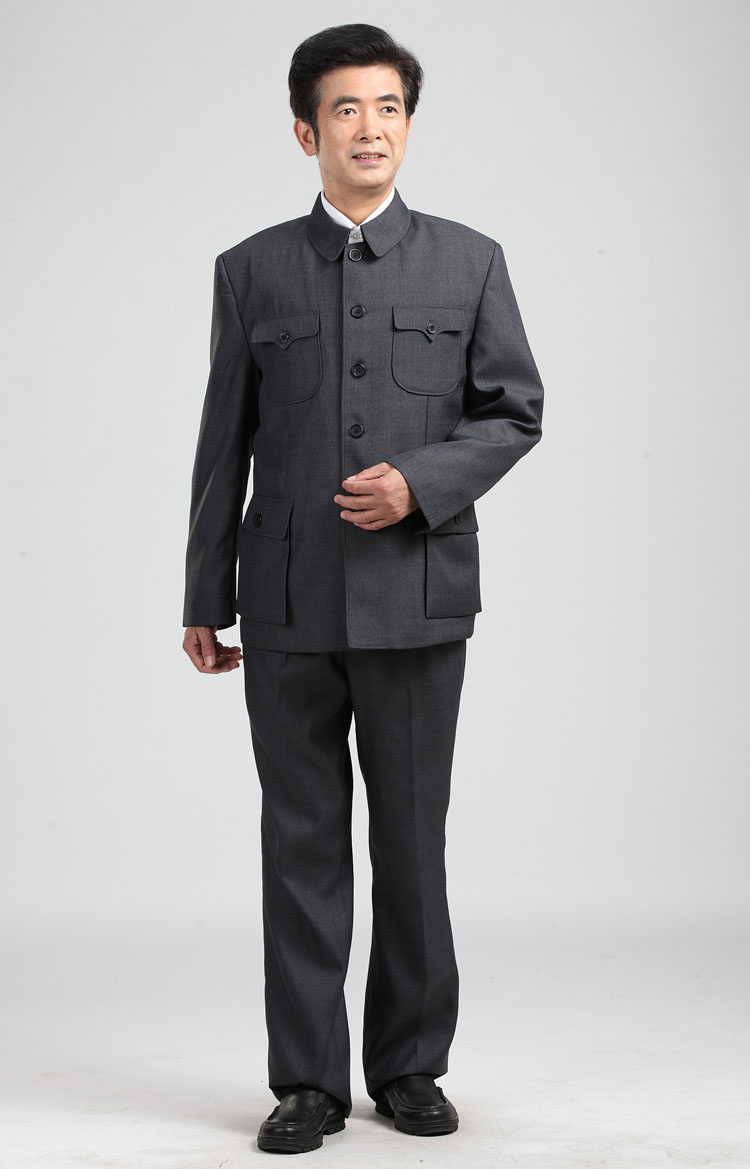 中山装男套装 老式中山装中国风民族服装中老年外套上衣 裤子秋装