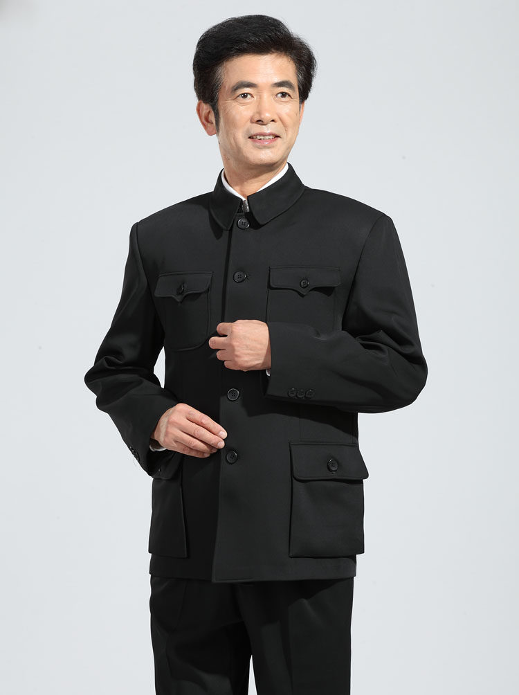 中山装男套装 老式中山装中国风民族服装中老年外套上衣 裤子秋装