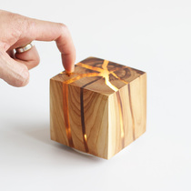 (Rechargeable split wood square light)Remote control night light Bedside light USB creative wall lamp Solid wood pat light atmosphere light