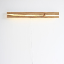 (Split wood floating lamp)Solid wood amber crystal crack wall lamp Black Walnut oak Elm storage wall lamp luminous shelf