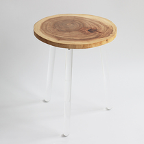 (Jellyfish H45)Solid wood small coffee table Elm edge round small table designer original Nordic simple round table