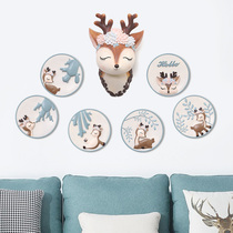 Sika deer Wall Wall creative living room bedroom TV background wall home decoration girl heart room I animal pendant