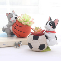Cute puppy fleshy flowerpot trumpet creative micro landscape potted combination personality animal fleshy decoration small ornaments