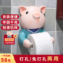 Cute animal cartoon toilet paper rack creative toilet tissue box punch-free washcloth box wall-mounted