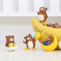 Warm Cute Cartoon Bear Treasure Flower Insertion Creative Decoration Living Room Balcony Flower Pot Micro Landscape Ornament Cute Resin Small Pendulum