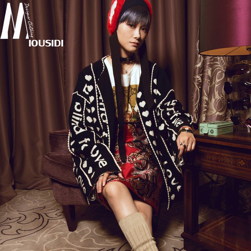 18新款李宇春同款毛衣blindforlove提花开衫宽松加厚针织衫_不打折