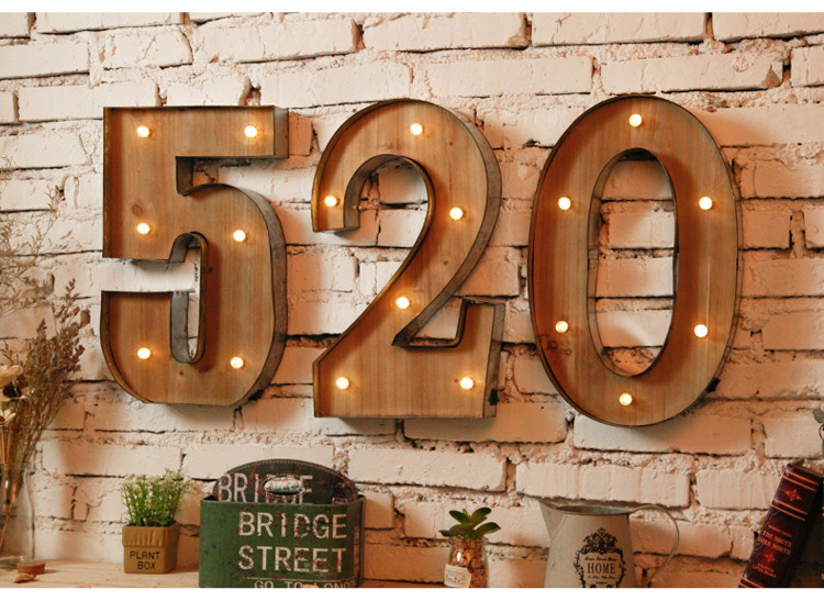 复古个性led灯牌墙面数字立体壁挂创意家居奶茶店店铺墙饰装饰品_8折