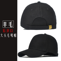 Big head back seal mens winter hat wool tweed back closed baseball cap bald head warm hat middle-aged casual cap