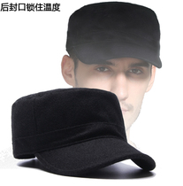 Hat male Winter Japanese Korean version of military cap thickened wool tweed flat top cap cap cap warm hat tide
