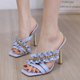 summer fashion versatile sandals temperament casual sexy thin heel metal sandals women's model 130