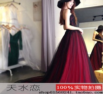 2021 new dark red evening gown with a high waist conspicuine and thin bridal toast dinner Annual Meeting Stage Long Skirt Woman
