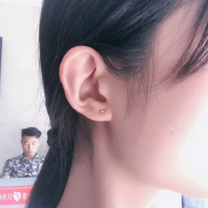 ear sti gold small earrings 999 gold mini earrings new style pure gold ear needles earrings pea beads
