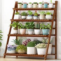 Flower stand solid wood living room floor balcony outdoor fleshy flower shop new Chinese window sill ornaments flower pot stand