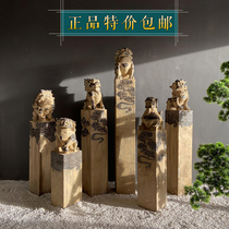 Decorative patterns stone carving antique bluestone old hitching stone brave unicorn suppository horse column new Chinese xiangyun pile