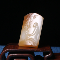 Shi Lipai Hetian Xinjiang sugar white jade sheep fat bracelet Seed material Pingan buckle bead chain Gold inlaid Jasper no matter brand Wu Dao