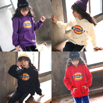 Girls sweaters autumn and winter clothing 2021 New Korean version of the childrens foreign style plus velvet thick warm childrens hooded top