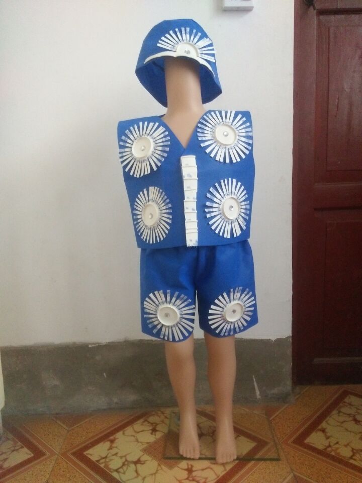 泡泡儿童手工定制环保服舞台时装走秀演出服男童幼儿环保纸杯服装