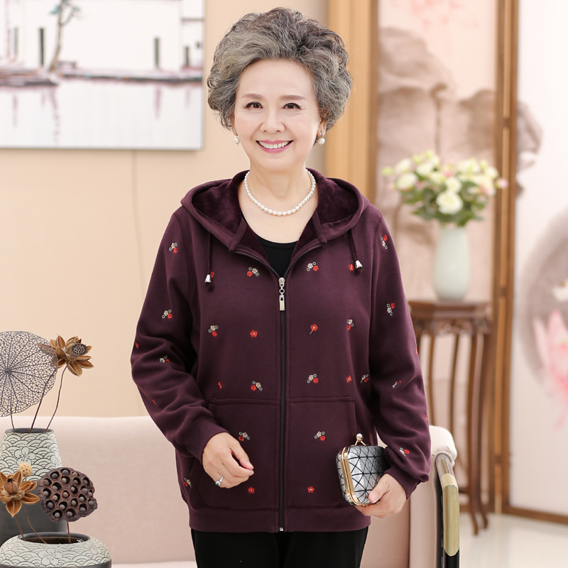 Mid-aged women's clothing autumn clothing Mom 60-70 years 80 old man clothes acrosms winter dress plus suede spring and autumn grandma jacket