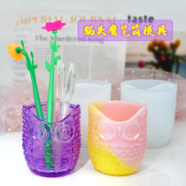 Crystal drip glue owl pen holder silicone mold round irregular Desktop Storage Box Cup table handmade