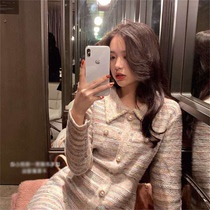 Qi and light luxurious and famous Yuanyan Air France style fried street Polo collar with gentle wind knitted one-piece dress children autumn and winter clothing