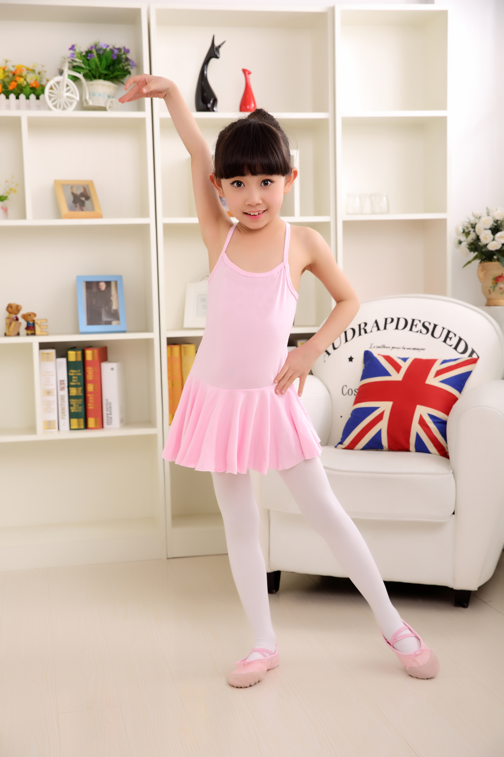 儿童舞蹈服芭蕾舞服夏季纯棉女童练功服连体服女孩吊带舞蹈裙服装