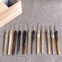 Home handicraft art Natural horn needle handle Crochet stainless steel needle Smooth crochet needle Quick-out living tool