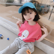  Childrens short-sleeved t-shirt Summer half-sleeved clothes Summer childrens baby cotton girls  T-shirt top Middle-aged childrens summer clothes