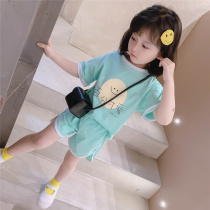  Girls summer suit 2021 new summer clothes childrens clothing childrens short-sleeved girl clothes female baby sports and leisure