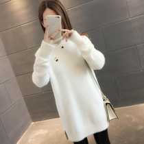 Womens sweater dress autumn 2021 new autumn womens clothing loose outside wear base shirt womens autumn and winter tide long