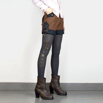 Mr. Yis steam mainland Metal Gear autumn and winter womens blend cotton socks Black gray thin legs foot pantyhose